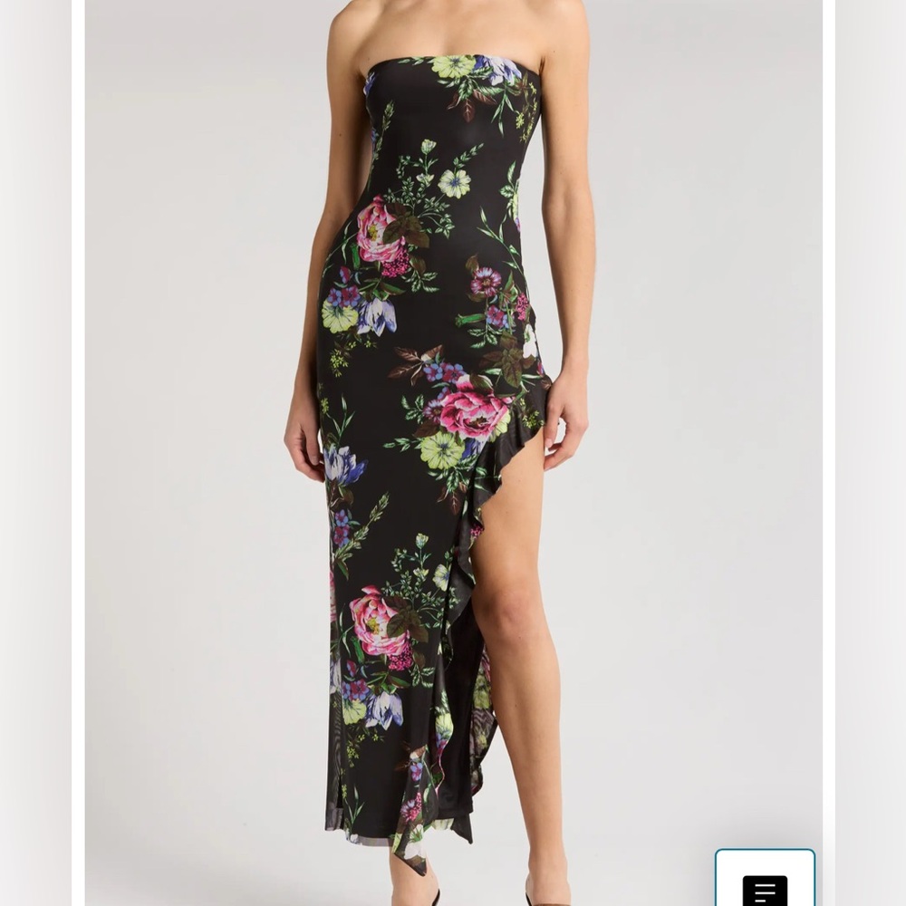 AFRM Floral Strapless Bodycon Dress